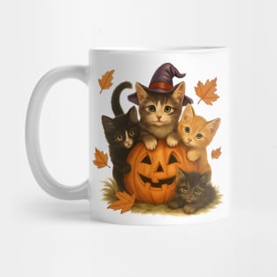 Cute Cat Pumpkin Halloween Spooky Season Vintage Mug